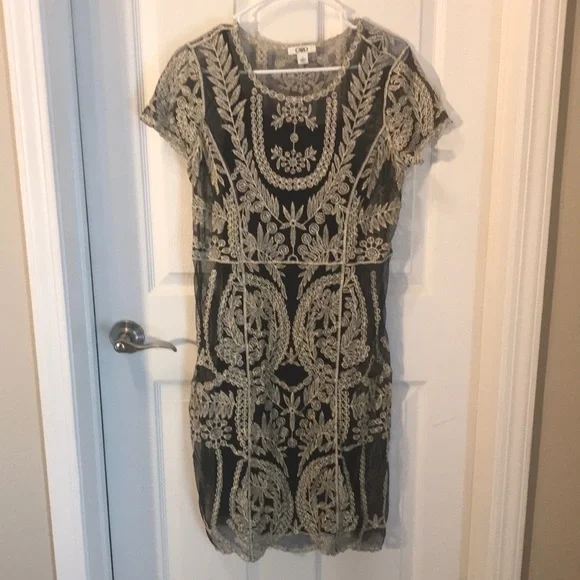 Cato Ladies Size S two piece black with beige lace top dress - Picture 1 of 4